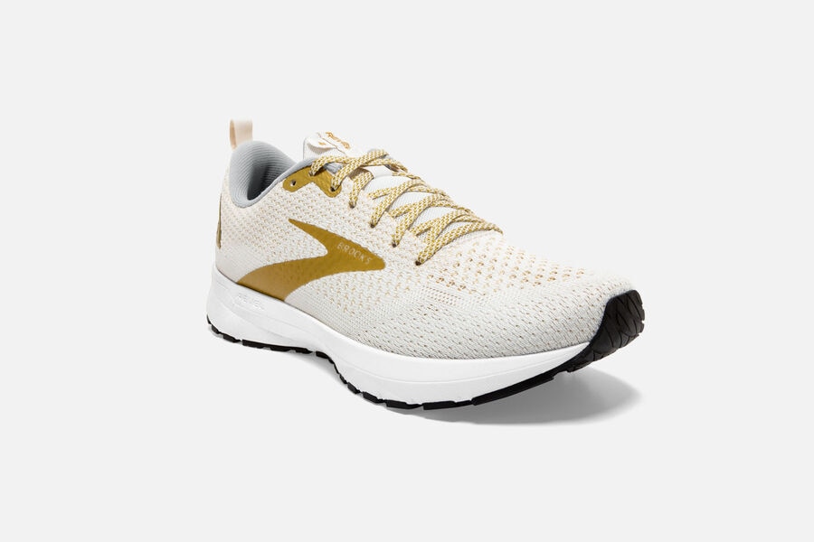 Brooks Running Shoes - Revel 4 Road Womens - White/Gold - OIM-412689